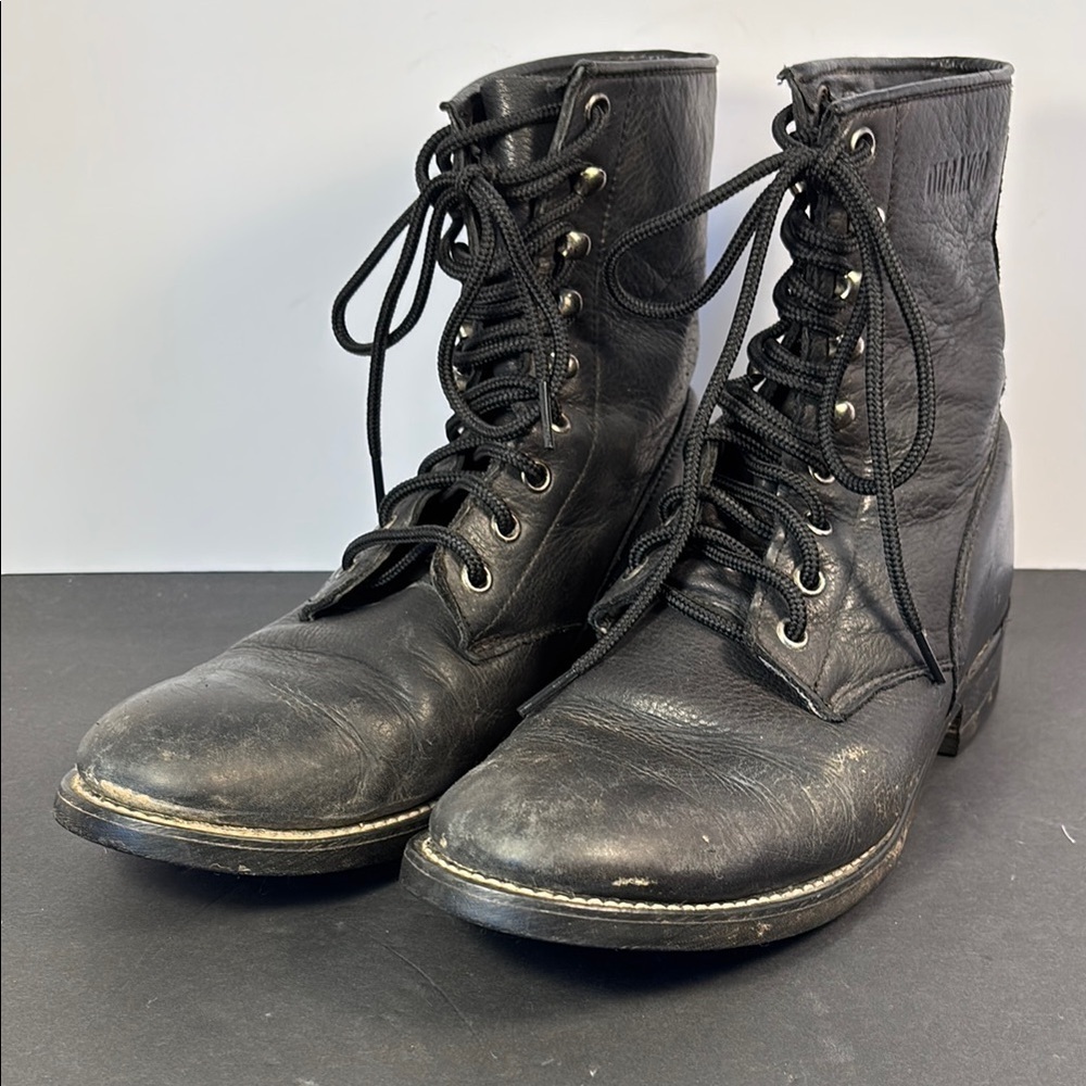 Durango Black Leather Combat Boots Sz 10D USA Made Vintage Military Style Grunge